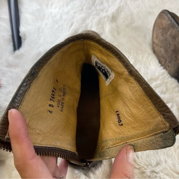 Frye Women's Phillip Brown / Taupe Leather Studded Harness Boots Sz 6 - Picture 7 of 10